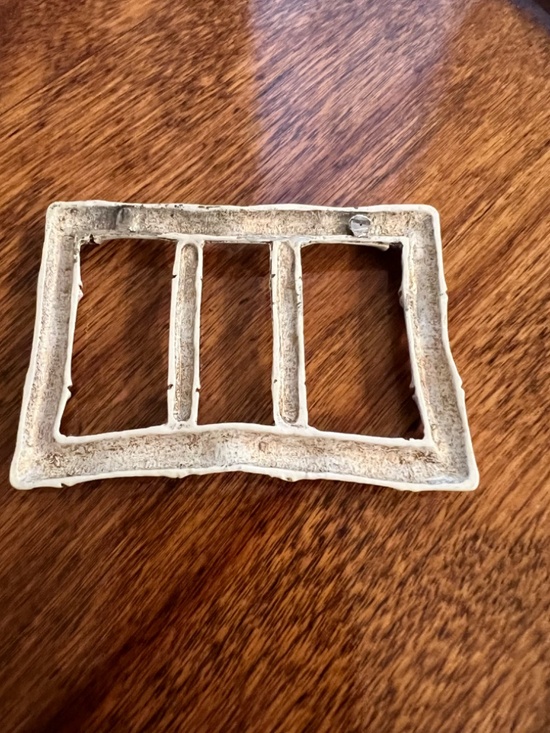 Vintage 70\'s White Enameled Bamboo Look Brass Belt Scarf BUCKLE ONLY